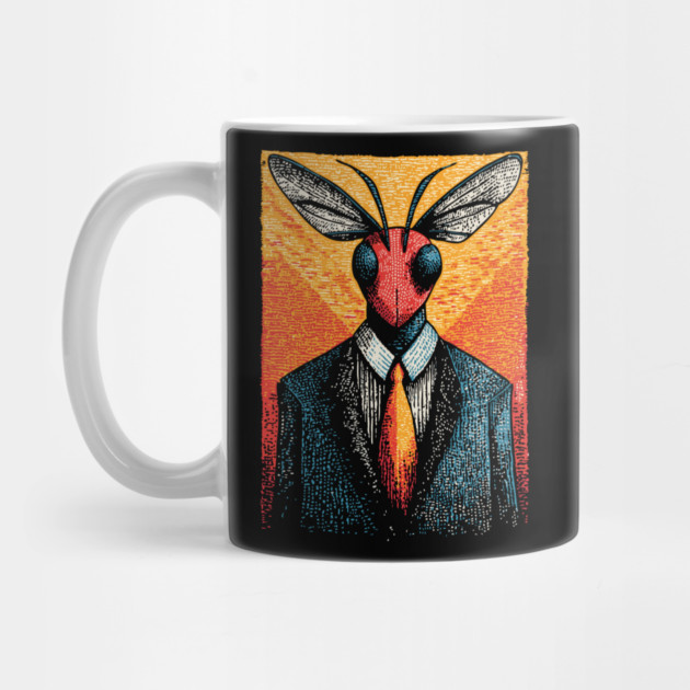 Majestic Dragonfly-Headed Businessman in Suit Surreal Art by TuncGK