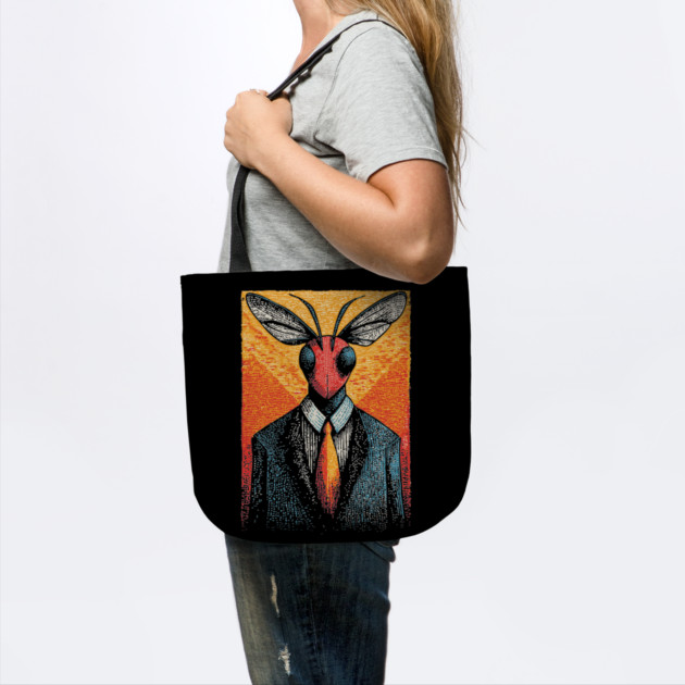 Majestic Dragonfly-Headed Businessman in Suit Surreal Art by TuncGK