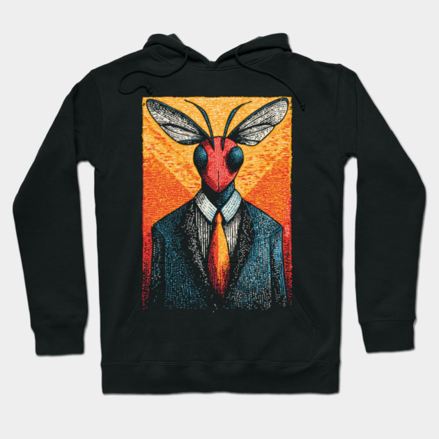 Majestic Dragonfly-Headed Businessman in Suit Surreal Art Hoodie by TuncGK