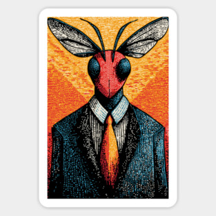 Majestic Dragonfly-Headed Businessman in Suit Surreal Art Magnet