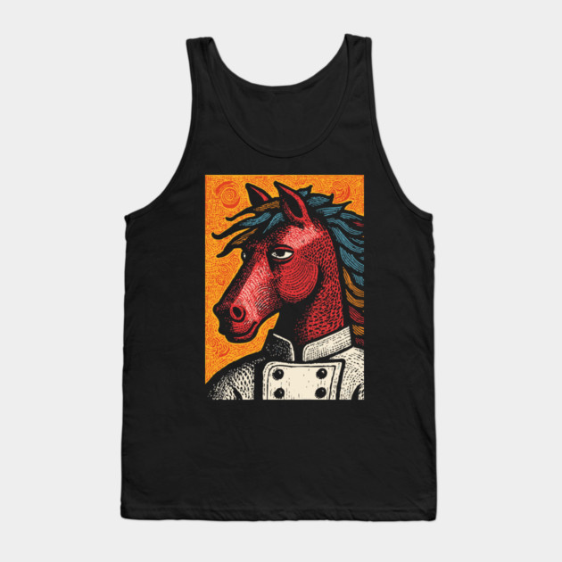 Culinary Horse Chef in Kitchen Attire Funny Art Tank Top by TuncGK