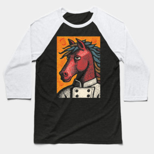 Culinary Horse Chef in Kitchen Attire Funny Art Baseball T-Shirt