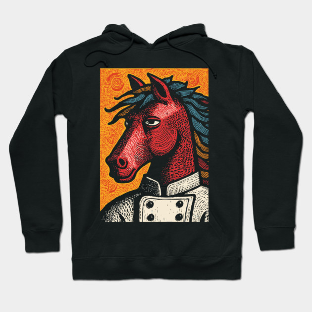 Culinary Horse Chef in Kitchen Attire Funny Art Hoodie by TuncGK