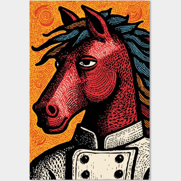 Culinary Horse Chef in Kitchen Attire Funny Art Wall Art by TuncGK