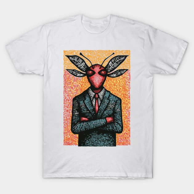 Surreal Dragonfly-Headed Executive in Business Attire Art T-Shirt by TuncGK