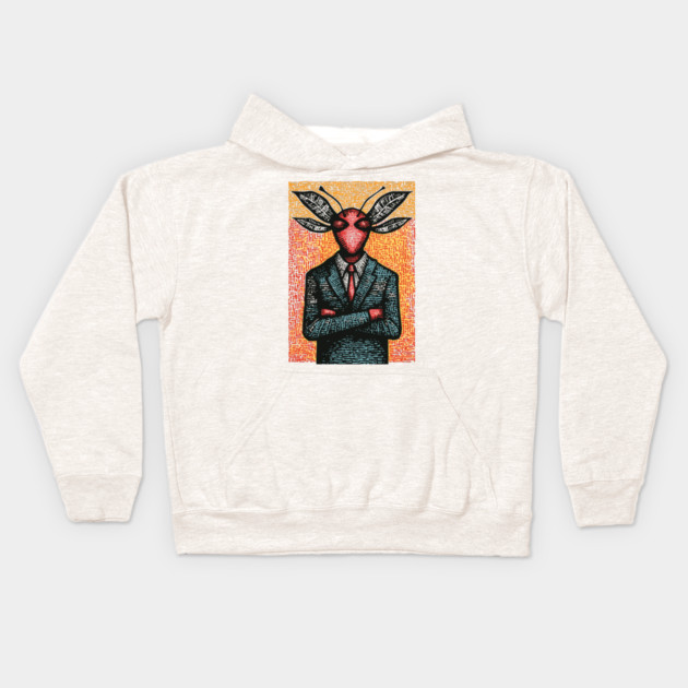 Surreal Dragonfly-Headed Executive in Business Attire Art Kids Hoodie by TuncGK