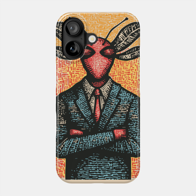 Surreal Dragonfly-Headed Executive in Business Attire Art Phone Case by TuncGK