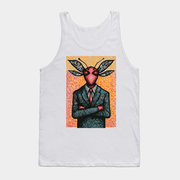 Surreal Dragonfly-Headed Executive in Business Attire Art Tank Top by TuncGK
