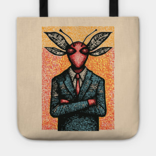 Surreal Dragonfly-Headed Executive in Business Attire Art Tote