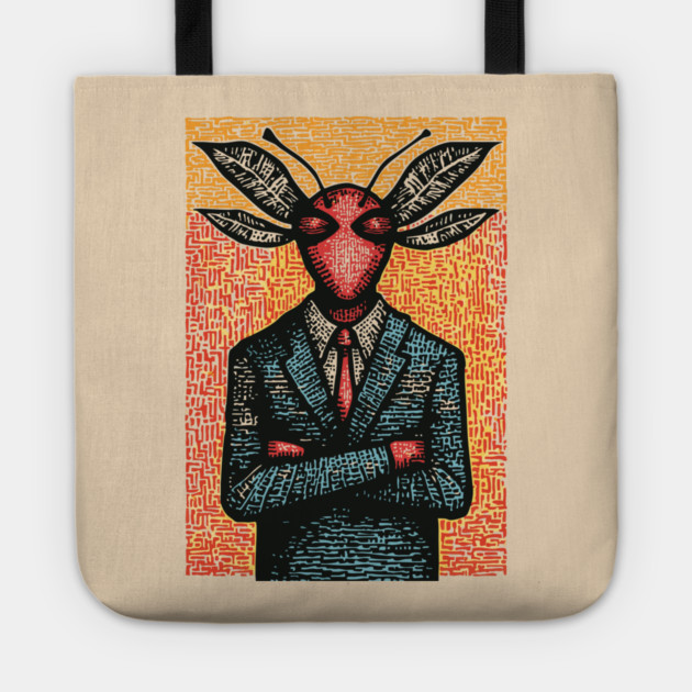 Surreal Dragonfly-Headed Executive in Business Attire Art Tote by TuncGK