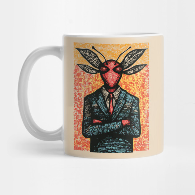 Surreal Dragonfly-Headed Executive in Business Attire Art by TuncGK