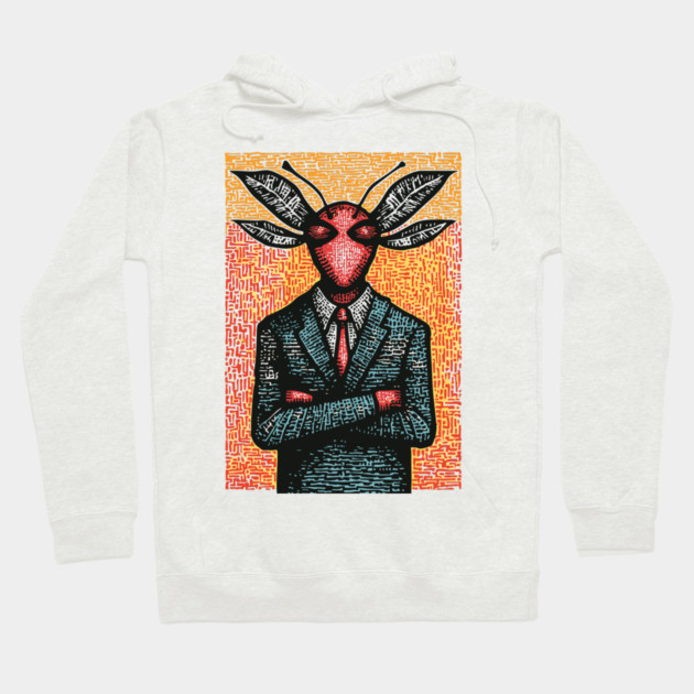 Surreal Dragonfly-Headed Executive in Business Attire Art Hoodie by TuncGK