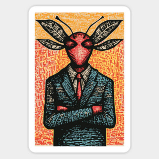 Surreal Dragonfly-Headed Executive in Business Attire Art Magnet