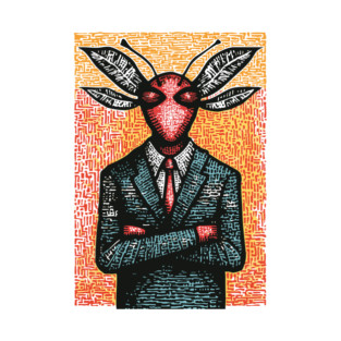 Surreal Dragonfly-Headed Executive in Business Attire Art T-Shirt
