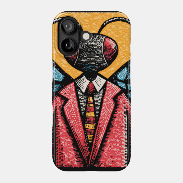 Quirky Winged Ant-Headed Office Manager Surreal Art Phone Case by TuncGK