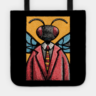 Quirky Winged Ant-Headed Office Manager Surreal Art Tote
