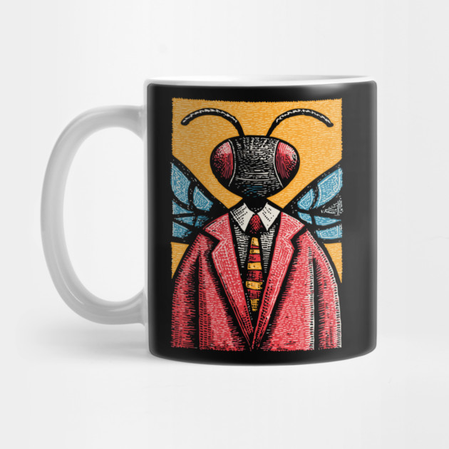Quirky Winged Ant-Headed Office Manager Surreal Art by TuncGK