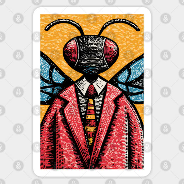 Quirky Winged Ant-Headed Office Manager Surreal Art Sticker by TuncGK
