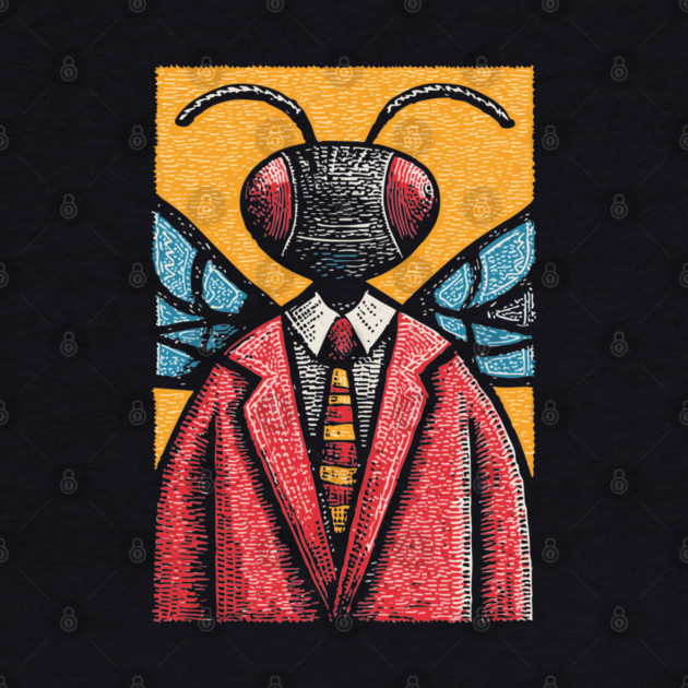 Quirky Winged Ant-Headed Office Manager Surreal Art by TuncGK