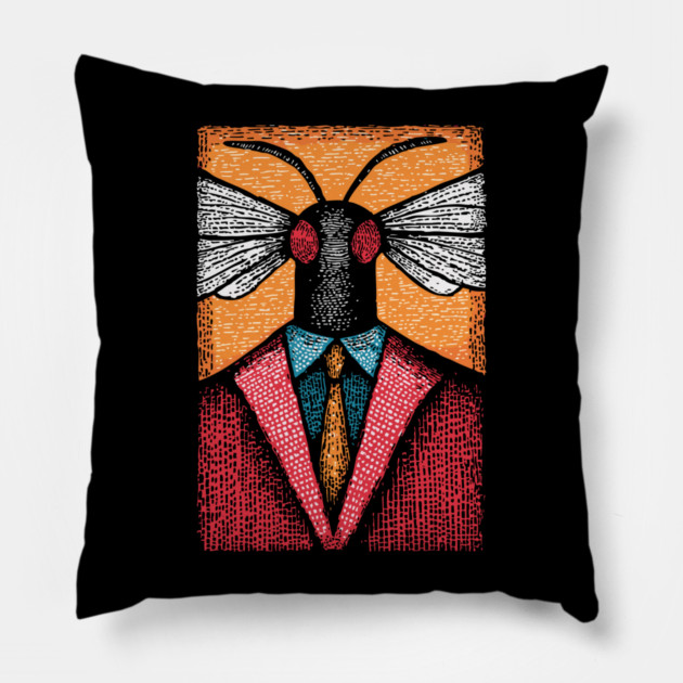 Surreal Insect-Headed Executive in Business Attire Art Pillow by TuncGK