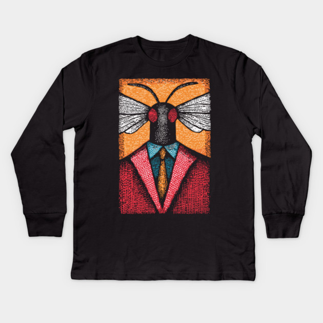 Surreal Insect-Headed Executive in Business Attire Art Kids Long Sleeve T-Shirt by TuncGK