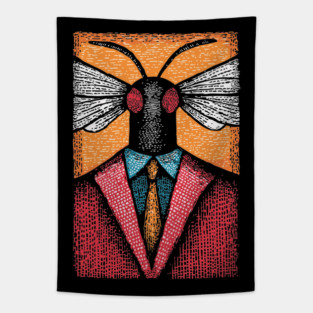 Surreal Insect-Headed Executive in Business Attire Art Tapestry