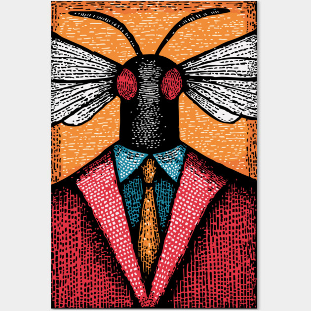 Surreal Insect-Headed Executive in Business Attire Art Wall Art by TuncGK