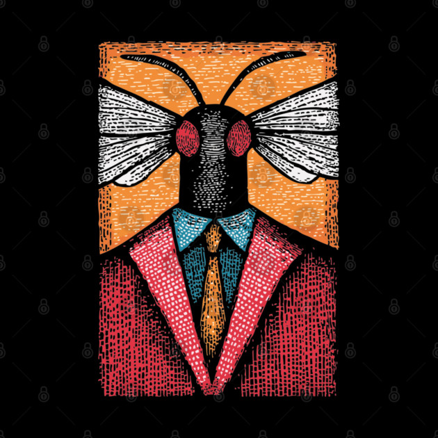 Surreal Insect-Headed Executive in Business Attire Art by TuncGK