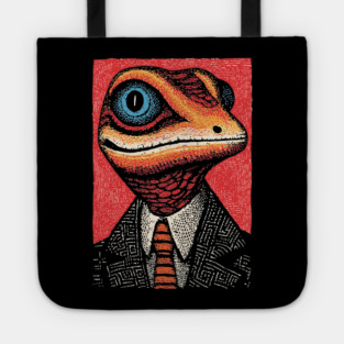 Quirky Gecko in Business Suit Funny Art Design Tote