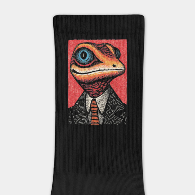 Quirky Gecko in Business Suit Funny Art Design by TuncGK