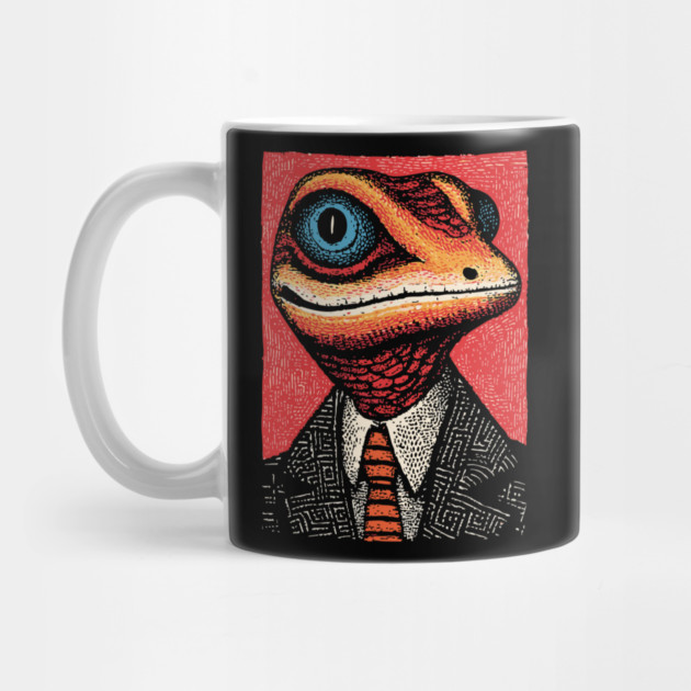Quirky Gecko in Business Suit Funny Art Design by TuncGK