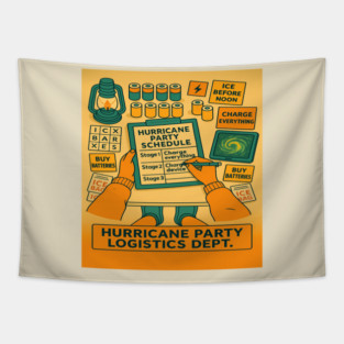 Florida Hurricane Party Logistics Dept – Cozy Storm Prep for Locals Tapestry
