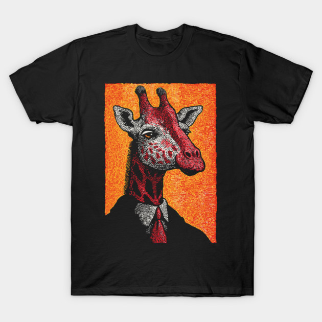 Majestic Giraffe in Business Attire Surreal Art T-Shirt by TuncGK