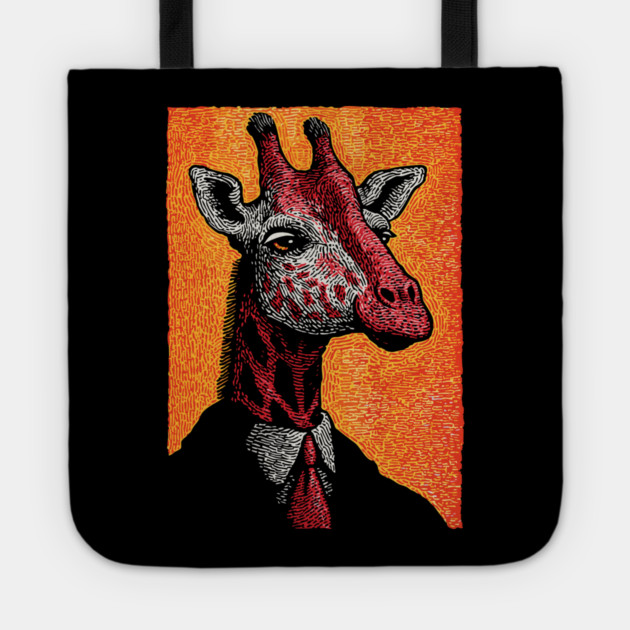 Majestic Giraffe in Business Attire Surreal Art Tote by TuncGK