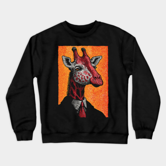 Majestic Giraffe in Business Attire Surreal Art Crewneck Sweatshirt by TuncGK