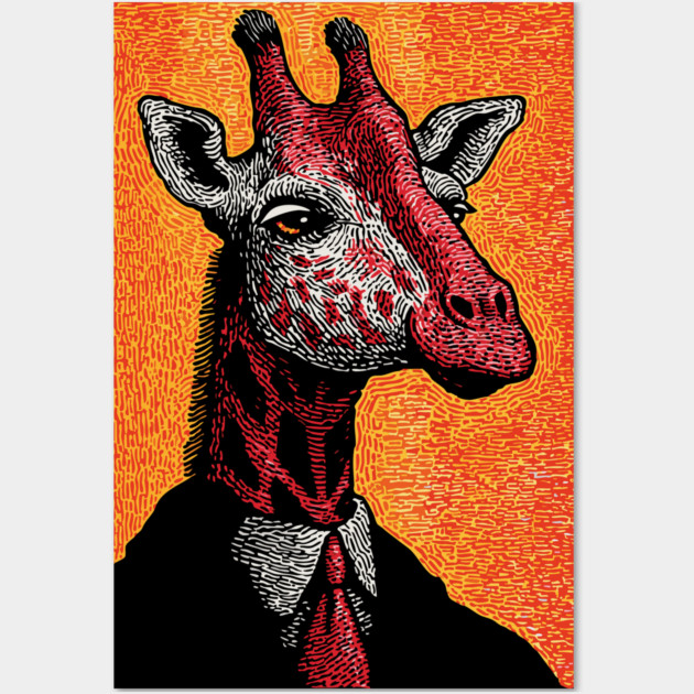Majestic Giraffe in Business Attire Surreal Art Wall Art by TuncGK
