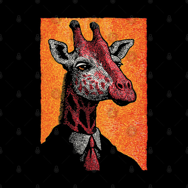 Majestic Giraffe in Business Attire Surreal Art by TuncGK