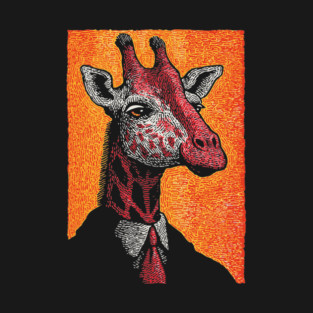 Majestic Giraffe in Business Attire Surreal Art T-Shirt