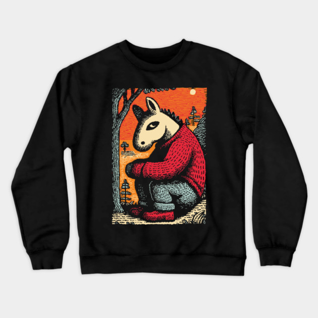 Humorous Gopnik Horse Slav Squatting Art Design Crewneck Sweatshirt by TuncGK