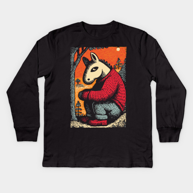 Humorous Gopnik Horse Slav Squatting Art Design Kids Long Sleeve T-Shirt by TuncGK