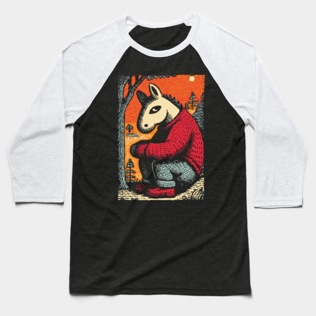 Humorous Gopnik Horse Slav Squatting Art Design Baseball T-Shirt by TuncGK