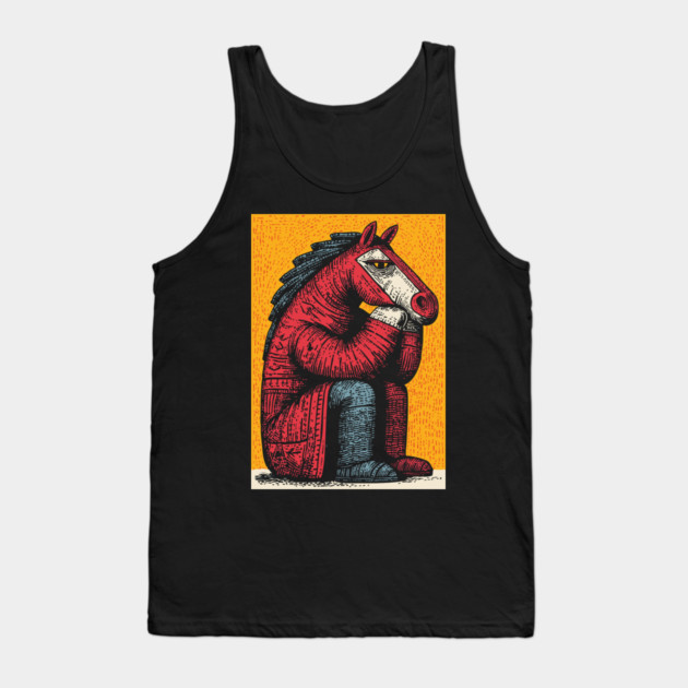 Melancholic Horse Sitting Alone Emotional Art Tank Top by TuncGK
