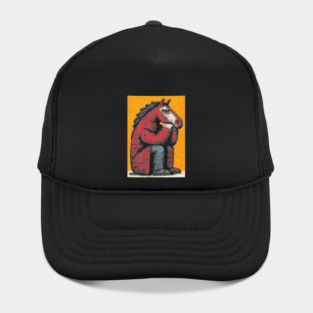 Melancholic Horse Sitting Alone Emotional Art Hat