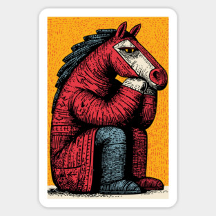 Melancholic Horse Sitting Alone Emotional Art Magnet