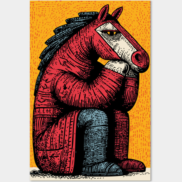 Melancholic Horse Sitting Alone Emotional Art Wall Art by TuncGK