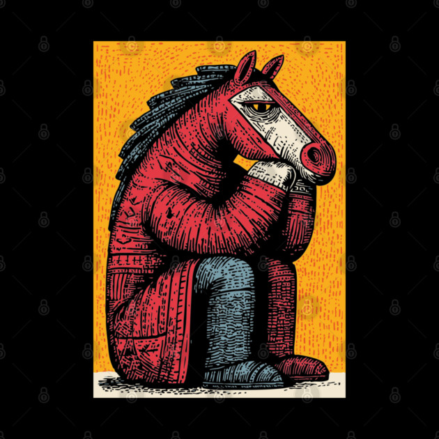 Melancholic Horse Sitting Alone Emotional Art by TuncGK