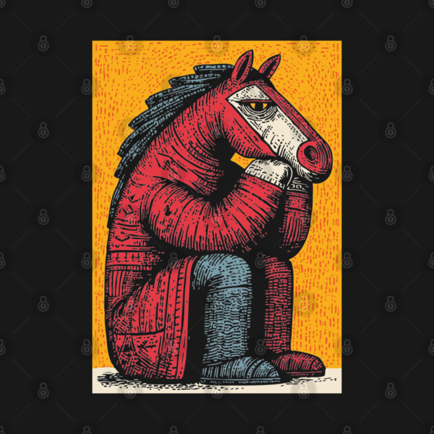 Melancholic Horse Sitting Alone Emotional Art by TuncGK