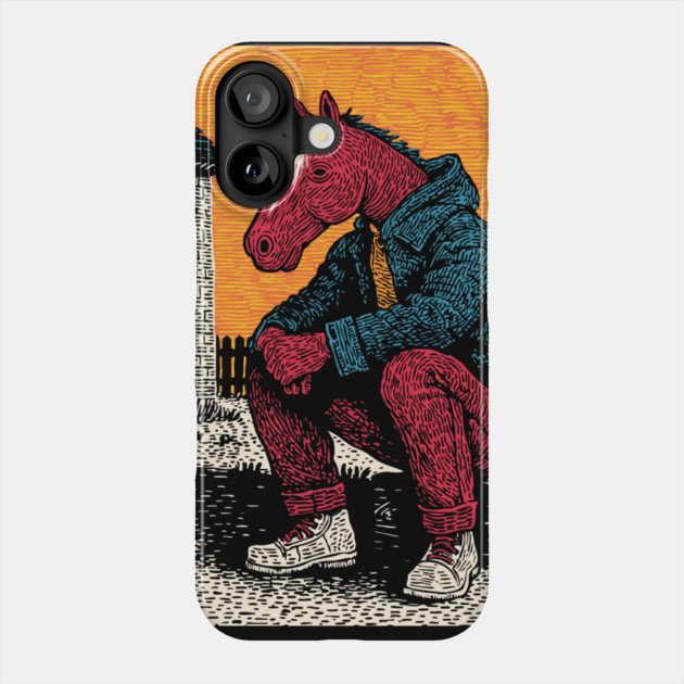 Rustic Country Boy Horse Sitting Art Design Phone Case by TuncGK