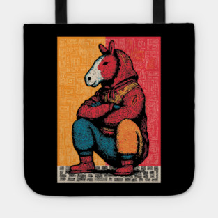 Humorous Gopnik Horse Slav Squatting Art Tote