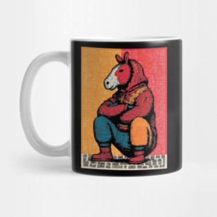 Humorous Gopnik Horse Slav Squatting Art Mug